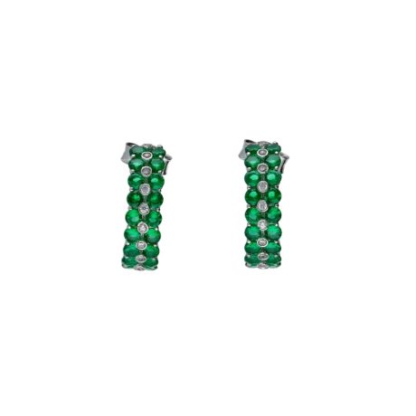 Orecchini Donna Oro Bianco 18kt con Zirconi Verdi