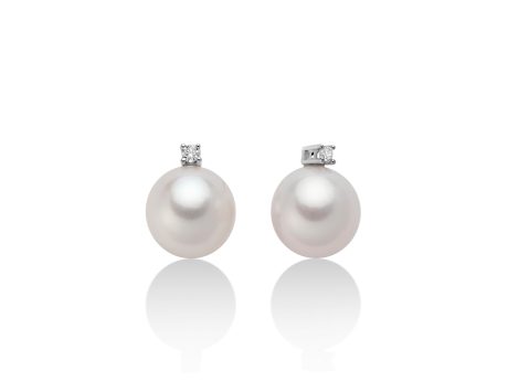 Orecchini Miluna in Oro Bianco 18kt con Diamanti e Perle