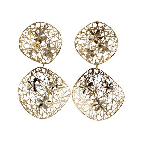 Orecchini Donna in Oro 18k Pendenti Bicolore 5.6g