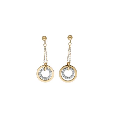 Orecchini Monachella in Oro 750 Bicolore con Zirconi Bianchi