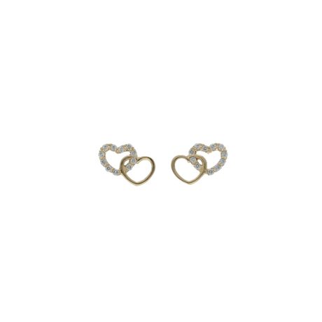 Orecchini in Oro Giallo 750 con Cuore e Zirconi