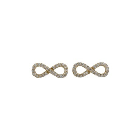 Orecchini Oro 18k Infinito con Zirconi Bianchi a Vite