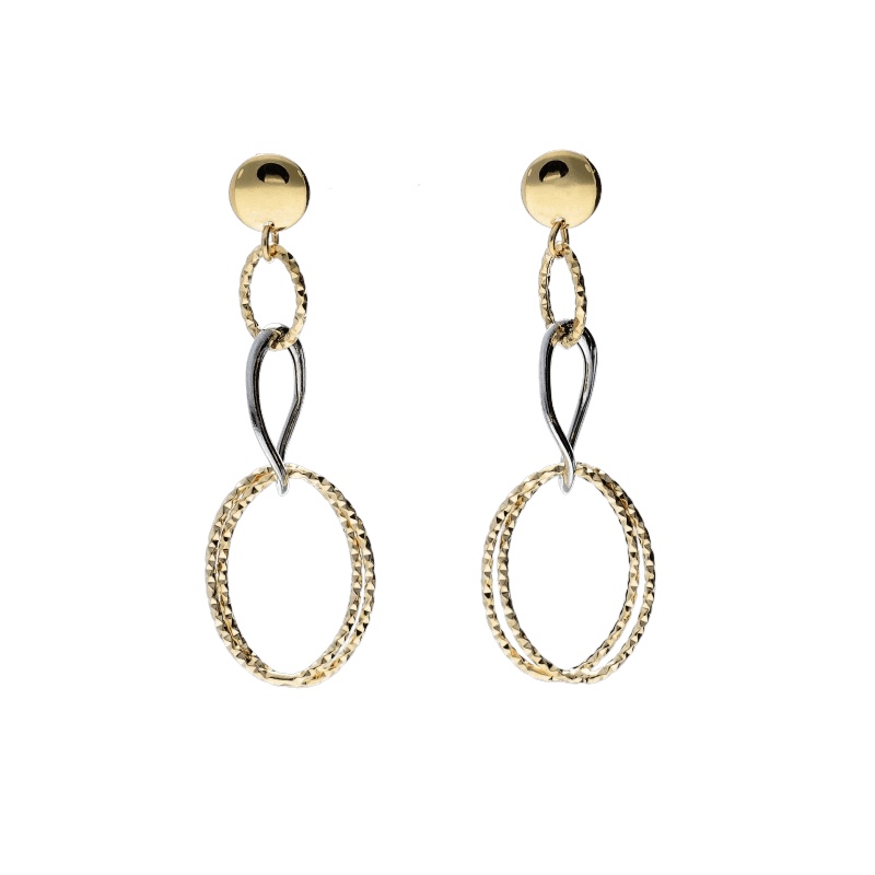 Orecchini pendenti in oro 750, un gioiello di lusso perfetto per un'idea regalo preziosa.