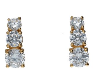 Splendidi orecchini Trilogy in oro giallo con zirconi, un gioiello di lusso perfetto per un'occasione speciale.