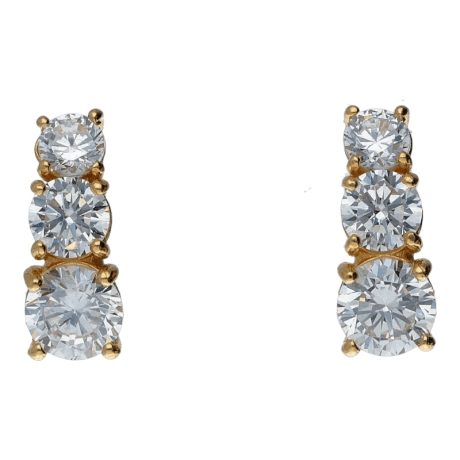 Orecchini Trilogy in Oro Giallo 18kt con Zirconi Bianchi