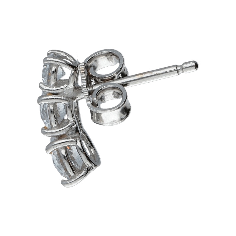 Splendidi orecchini trilogy in oro con zirconi, un gioiello di lusso perfetto per un'occasione speciale. (Vista 2)