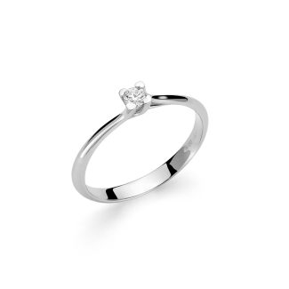 Miluna Solitaire Ring with Brilliant Diamond, 18kt White Gold