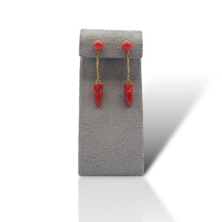 Sciacca Coral Earrings with 18kt Yellow Gold and Vase Sculptures