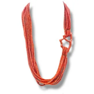 Women's Sciacca Coral Necklace with Creola in 18kt Gold