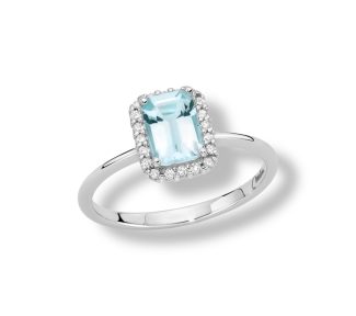 Anello Miluna con acquamarina e diamanti, gioiello di lusso perfetto per un'idea regalo preziosa.