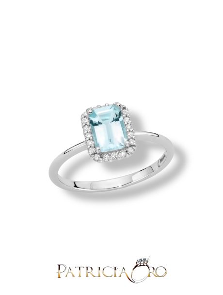Anello Miluna Acquamarina e Diamanti Oro 18kt