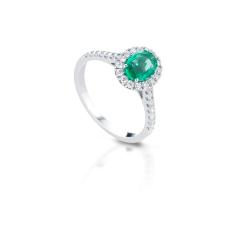 Anello Smeraldo Clesi Orobianco 750 con Diamanti