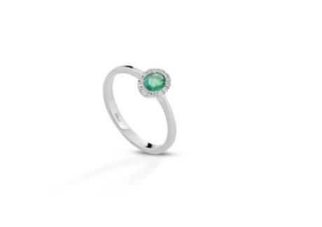 Anello Clesi Smeraldo e Diamanti Oro Bianco 18kt
