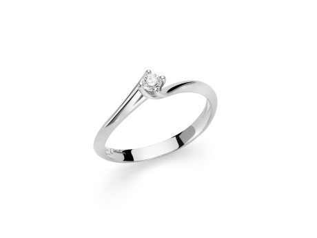 Anello Solitario Miluna con Diamante 0.08ct in Oro Bianco 750