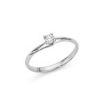 Anello Solitario Miluna con diamante da 0,11ct in oro bianco 750: un gioiello di diamanti preziosi per celebrare momenti speciali.