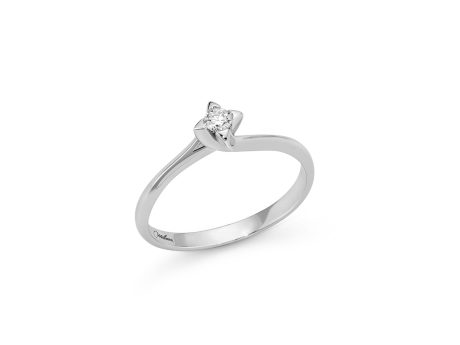Solitario Miluna in Oro Bianco con Diamante 0.06 Carati