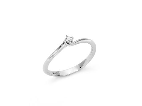 Anello Solitario Miluna in Oro Bianco 18k con Diamante 0.05ct