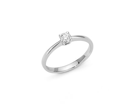 Anello Solitario Miluna in Oro Bianco con Diamante 0.23ct