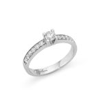 Anello Solitario Miluna in oro bianco con diamanti naturali 0.42 carati