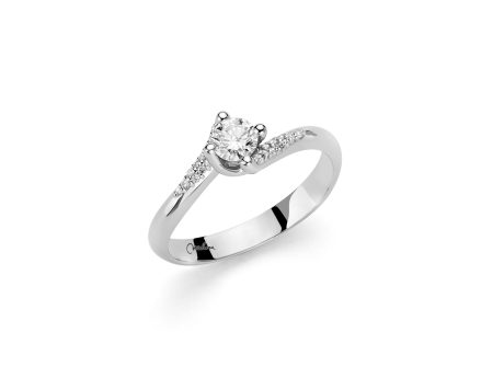 Anello Solitario Miluna in Oro Bianco con Diamanti
