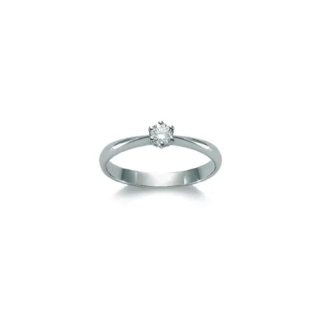 Anello Solitario Miluna in Oro Bianco 18kt con Diamante Naturale