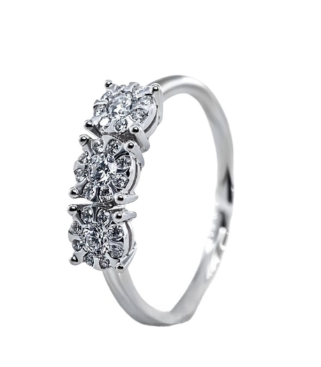 Anello Trilogy Davite&Delucchi in oro bianco 18kt con diamanti