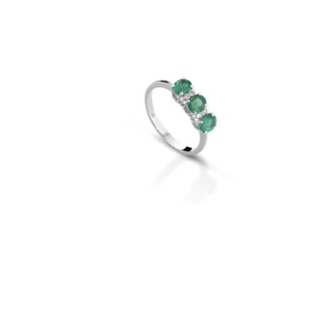 Anello Trilogy Smeraldo Clesi in Oro Bianco 750 con Diamanti