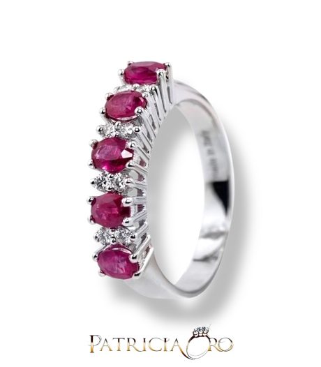 Anello Veretta Rubino e Diamanti Davite&Delucchi Oro Bianco 18kt