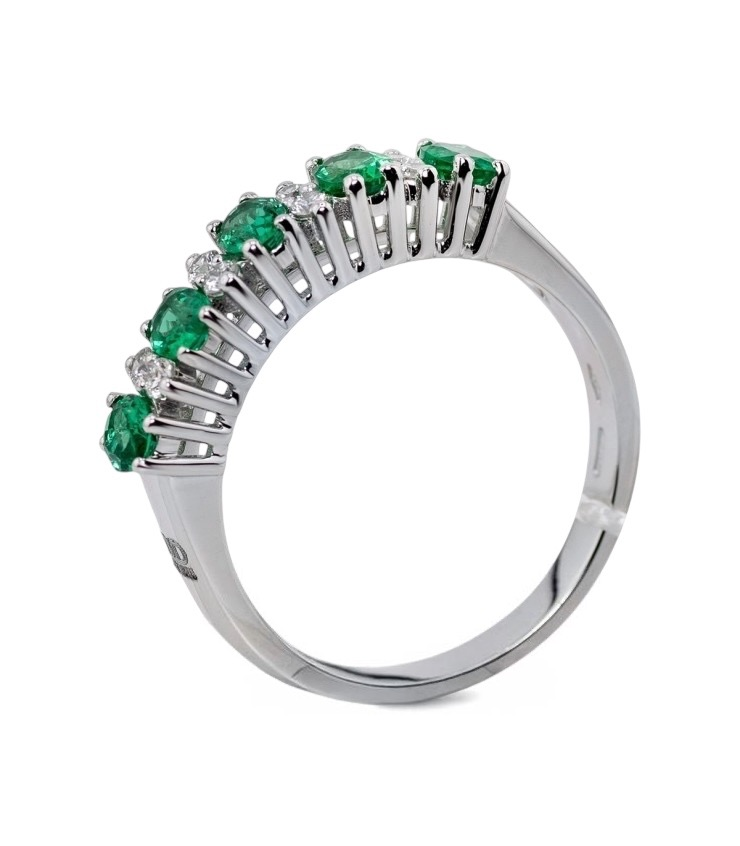 Anello Veretta Donna Davite&Delucchi con Smeraldo e Diamanti: un gioiello smeraldo di alta gioielleria. (Vista 2)