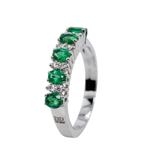 Anello Davite & Delucchi Smeraldi e Diamanti Oro Bianco 18kt