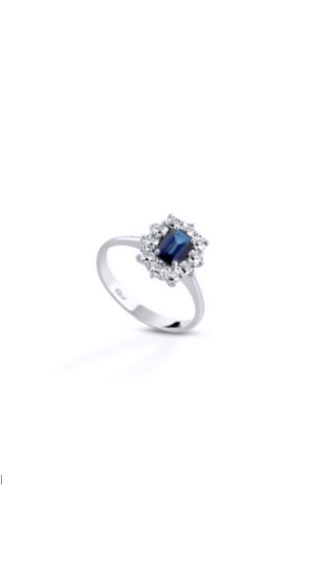 Anello Zaffiro Clesi Oro Bianco 18kt con Diamanti