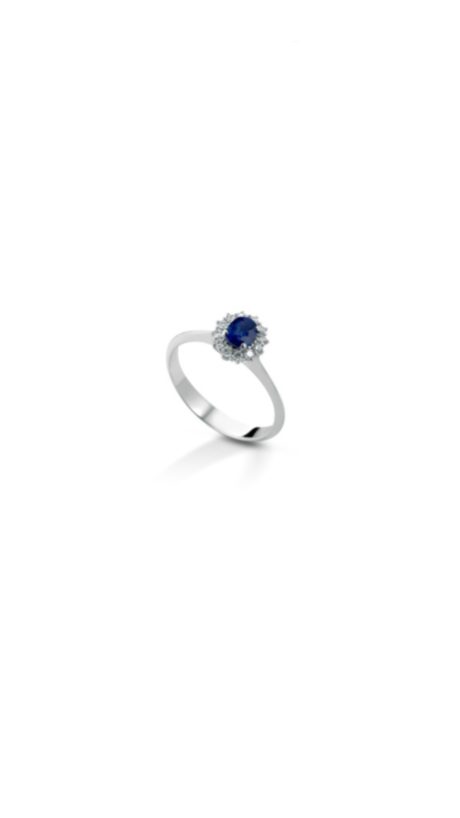 Anello Zaffiro Clesi in Oro Bianco 18kt con Diamanti