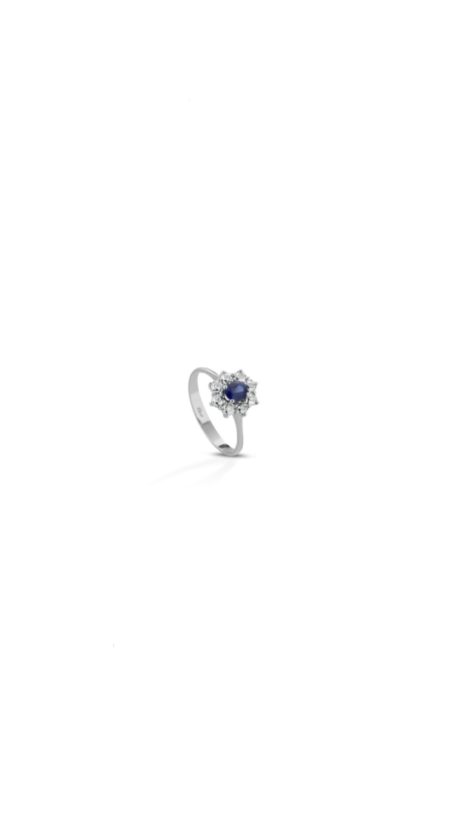 Anello con Zaffiro e Diamanti in Oro Bianco 18kt Clesi