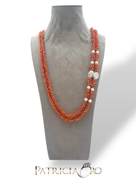 Collana in Corallo del Mediterraneo con Perle Barocche