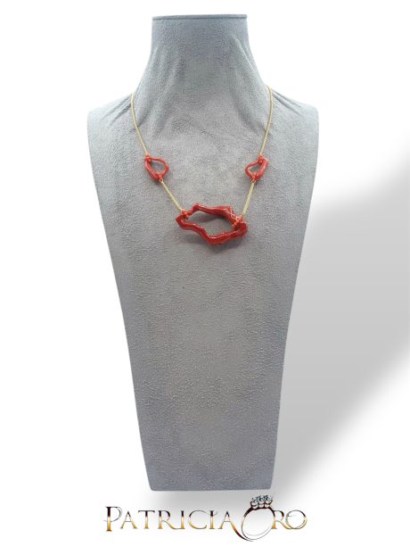 Collana Girocollo in Corallo Sciacca con Creole Oro Giallo 750