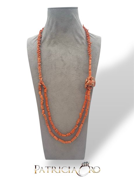 Collana in Corallo Sciacca con Sasso Grezzo