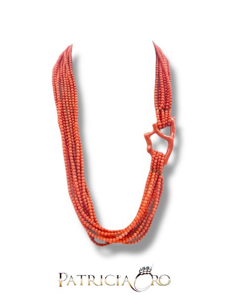 Collana Donna Corallo Sciacca con Creola in Oro 18kt