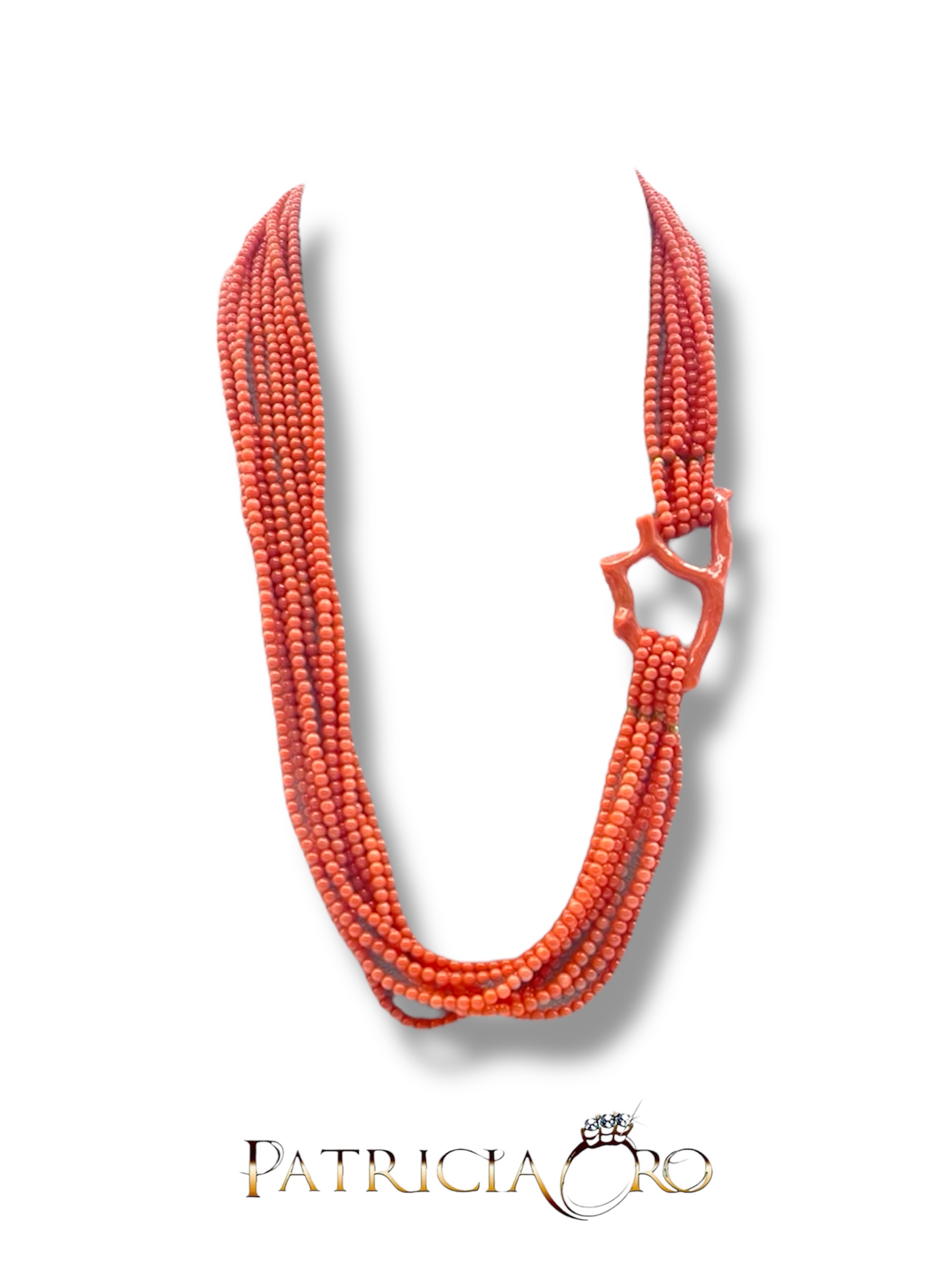 Splendida collana da donna Corallo Sciacca con creola, un gioiello made in italy di Patricia Oro Creations, perfetto per un'idea regalo preziosa.