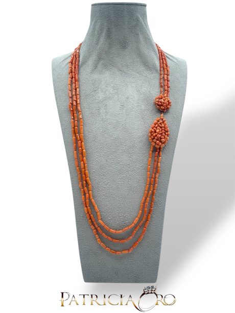 Collana Corallo Sciacca con Medaglioni Argento 925