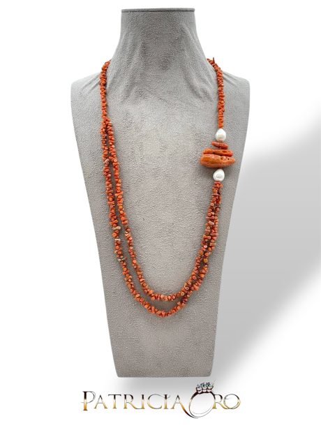Collana Donna Corallo Sciacca e Perle Barocche