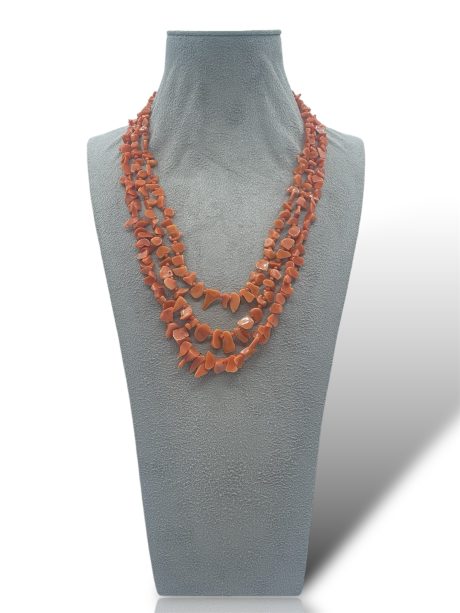 Collana 3 fili Corallo Sciacca argento 925