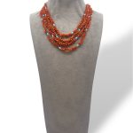 Splendida collana da donna in corallo Sciacca e turchese, un gioiello made in italy di Patricia Oro Creations, perfetto per un'idea regalo preziosa.