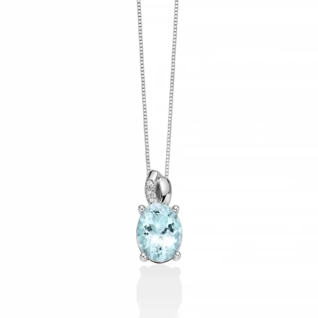 Collana Miluna Acquamarina e Diamanti in Oro 18kt