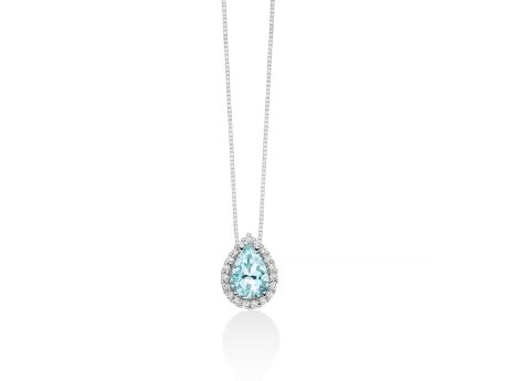 Collana Miluna Acquamarina Goccia e Diamanti Oro Bianco 18kt