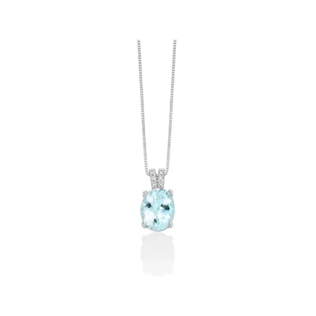 Collana Miluna Acquamarina Ovale e Diamanti in Oro 750