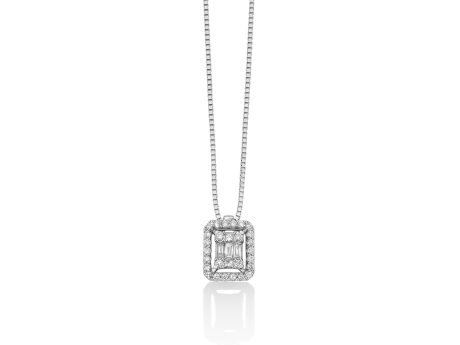 Collana Punto Rettangolare Oro Bianco 750 Diamanti Miluna