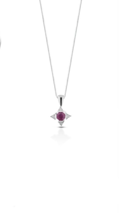 Collana Rubino Clesi in Oro Bianco 750 con Diamanti