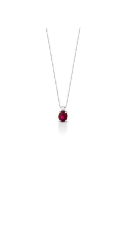 Collana Rubino Clesi in Oro Bianco 18kt con Diamanti