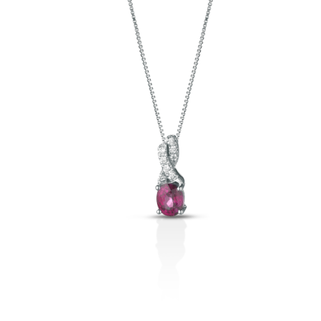 Collana Rubino Clesi in Oro Bianco 18kt con Diamanti