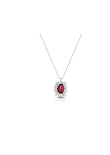 Collana Rubino Clesi in Oro Bianco 18kt con Diamanti